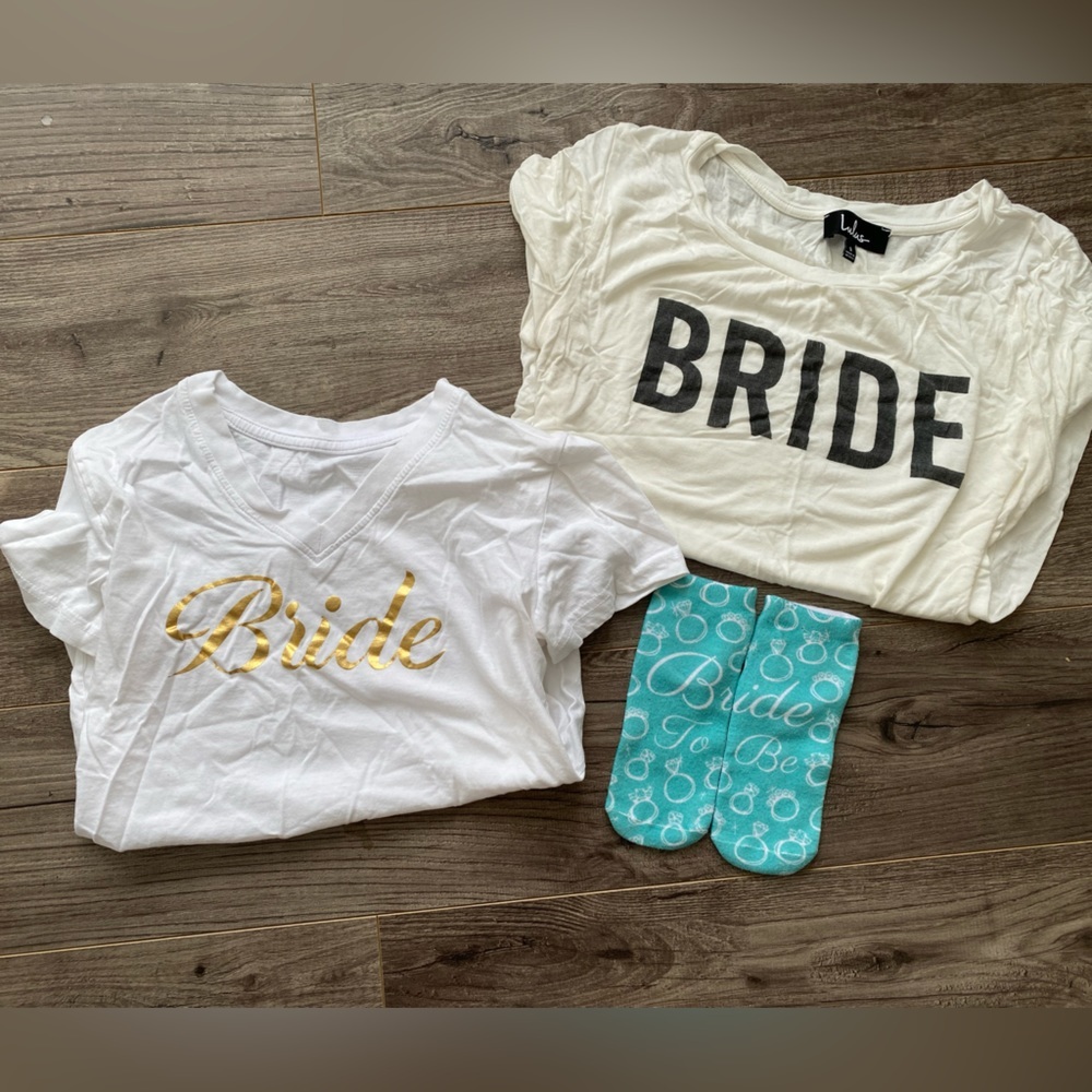3/$30 Bridal attire bundle - 2 T-shirts and 1 pair of socks